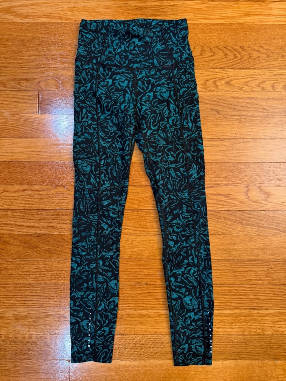 Lululemon Fast & Free 7/8 Tight Thrive Viridian Green Black - Size 2 Pockets